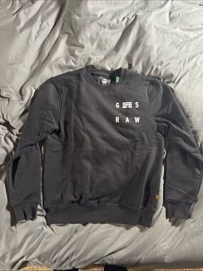 G-Star Raw Men's Black Crewneck with Subtle Chest Logo